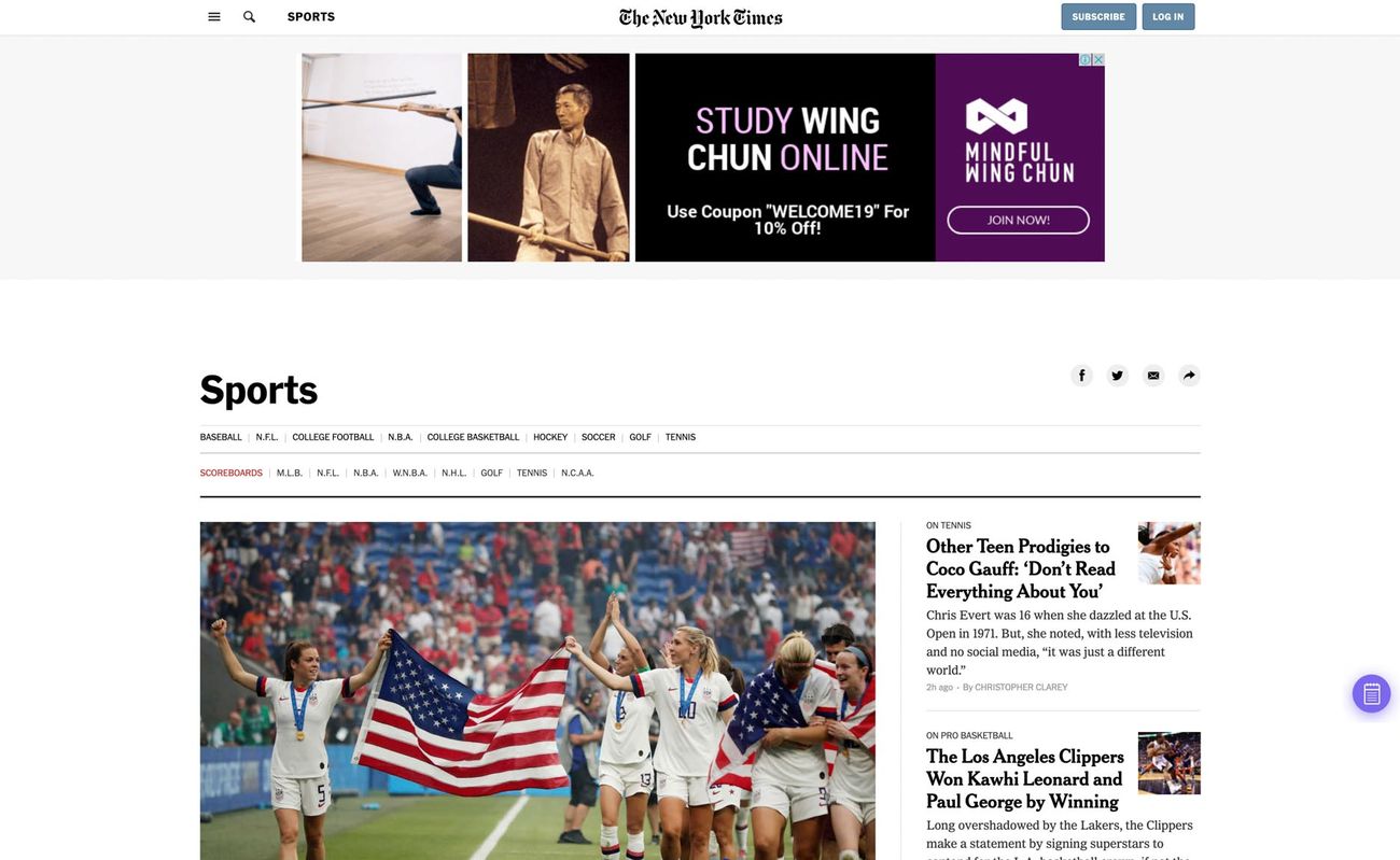 Display ad on The New York Times